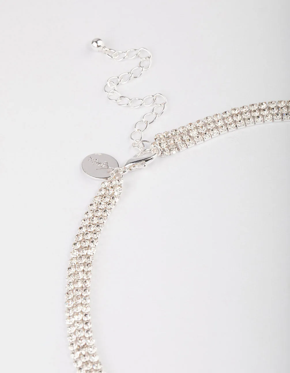 Silver Plated Cubic Zirconia Y-Neck Double Row Necklace