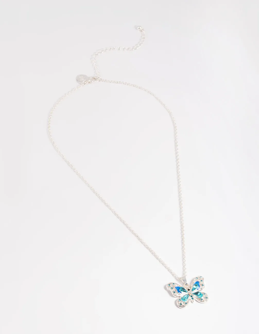 Silver Statement Diamante Butterfly Necklace