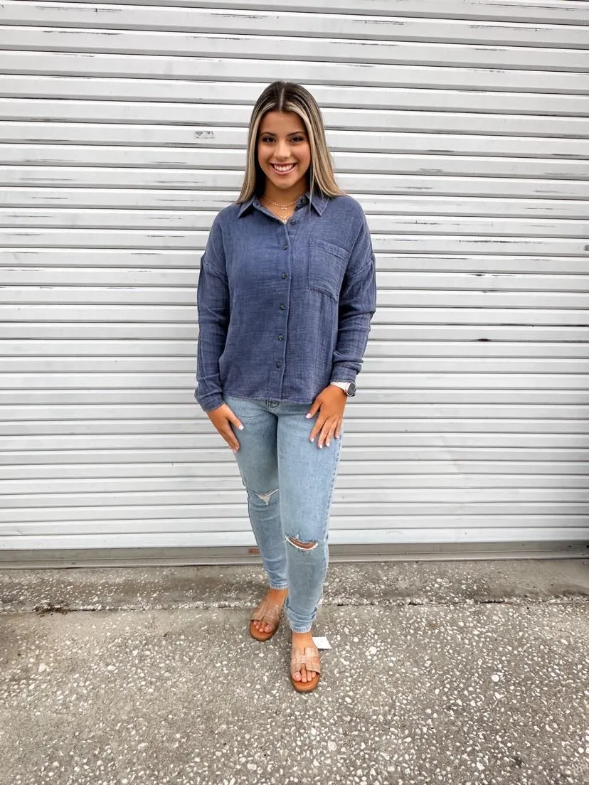 Simply Southern Indigo Blouse