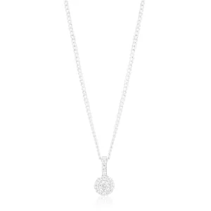 Sterling Silver Cubic Zirconia Cut Halo Pendant