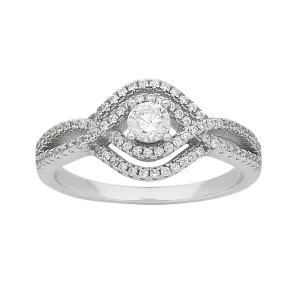 Sterling Silver Cubic Zirconia Double Halo Infinity Ring