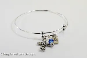 Sterling Silver Expandable Bangle Personalized With Cross