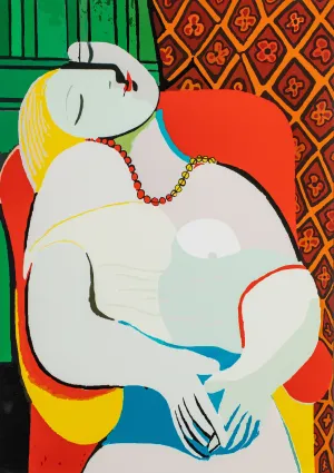 The Dream (Le Reve) - Painted by Pablo Picasso - Circa. 1932. High Quality Polyester Cotton Canvas Print. Rolled Canvas Available in 3 Sizes - Small, Medium, or Large. Stretched Canvas Option Available in One (1) Large Size - 70cm x 100cm.