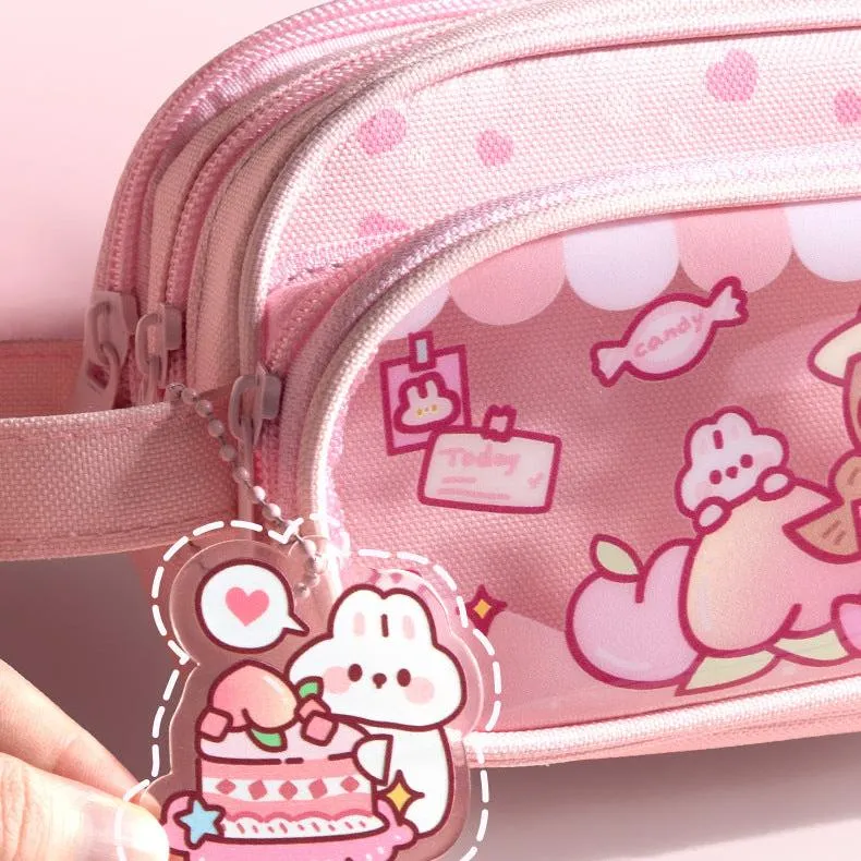 Three-Layer Portable Cartoon Pencil Case