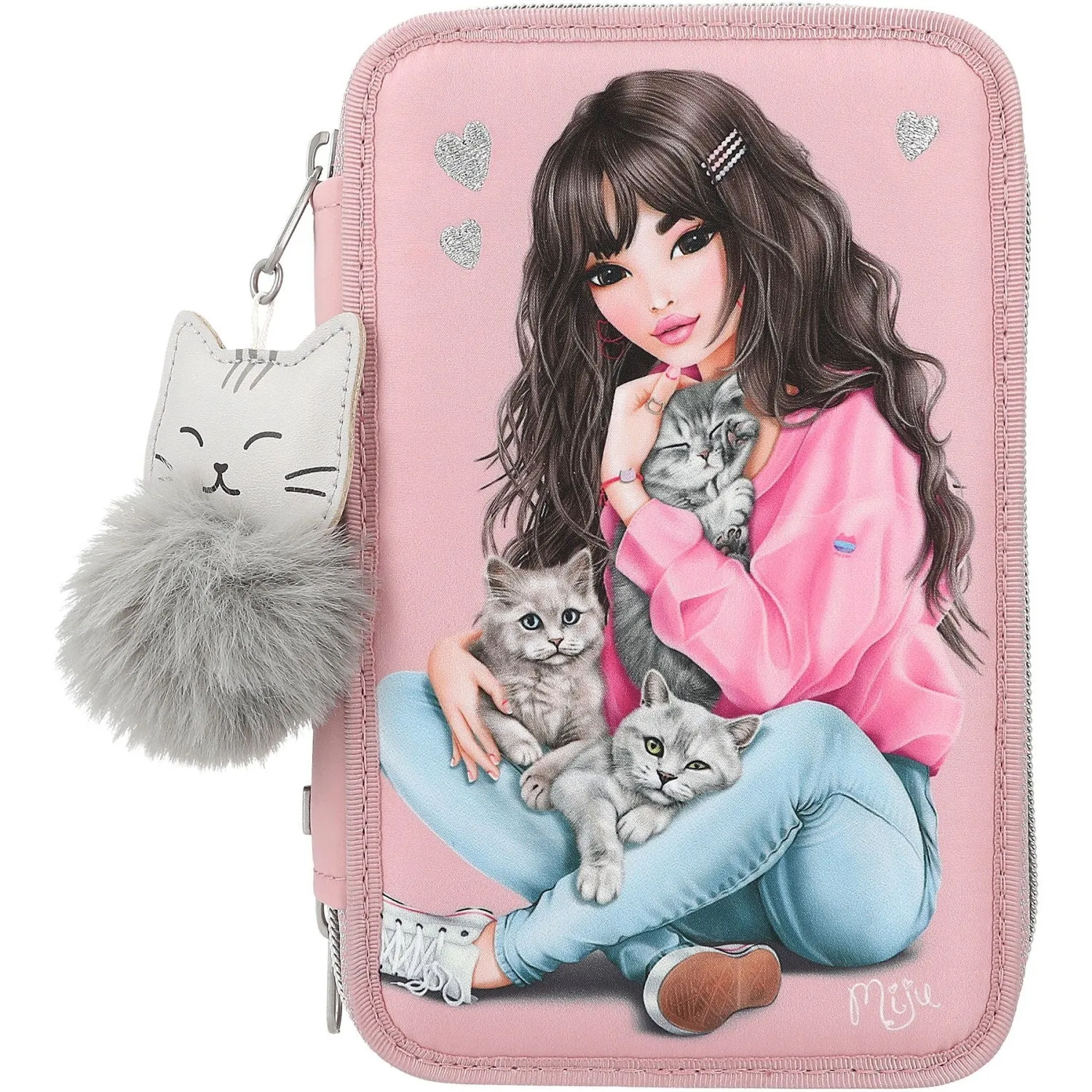 TOPModel Triple Pencil Case Kitty And Doggy