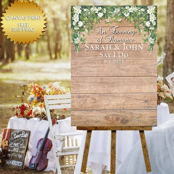 Wedding Rustic Flowers Canvas Welcome Sign