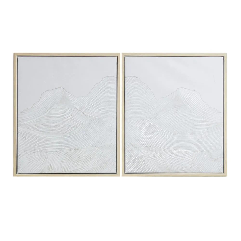 White Textured Abstract 2-piece Framed Canvas Wall Art Set