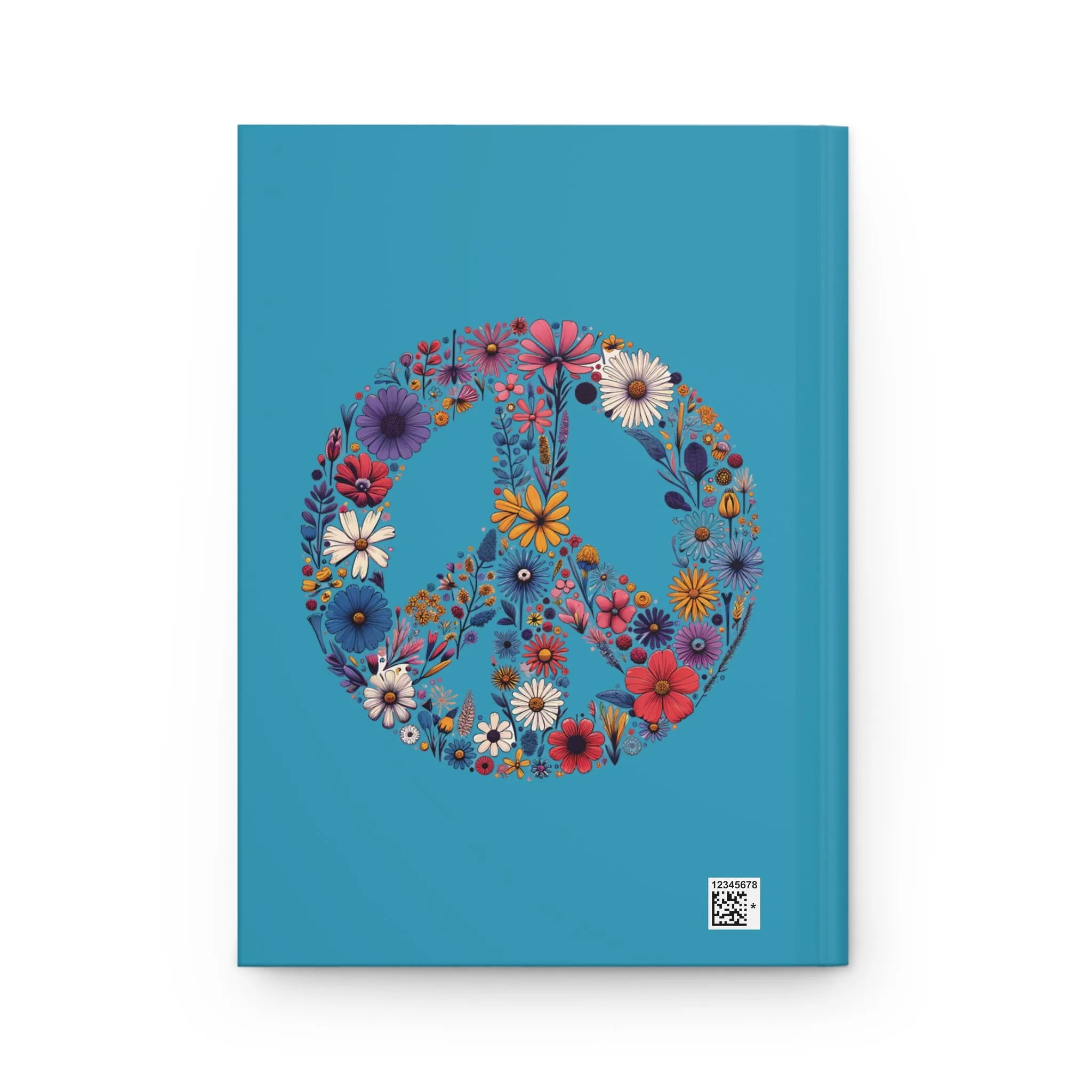 Wildflower Peace Sign Blue Matte Hardcover Journal , Blank Book for Ideas and Planning, Lined Notebook Diary Log