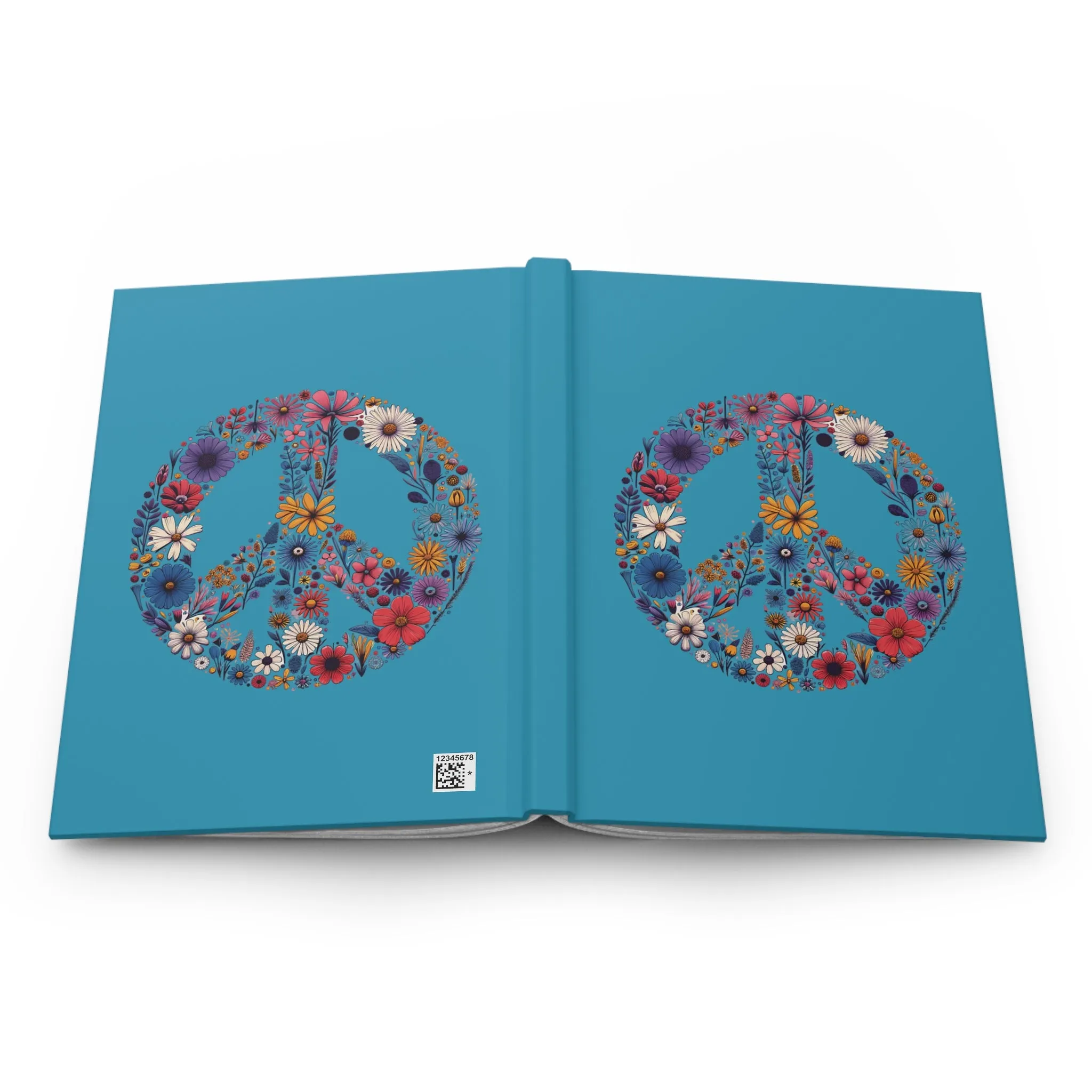 Wildflower Peace Sign Blue Matte Hardcover Journal , Blank Book for Ideas and Planning, Lined Notebook Diary Log