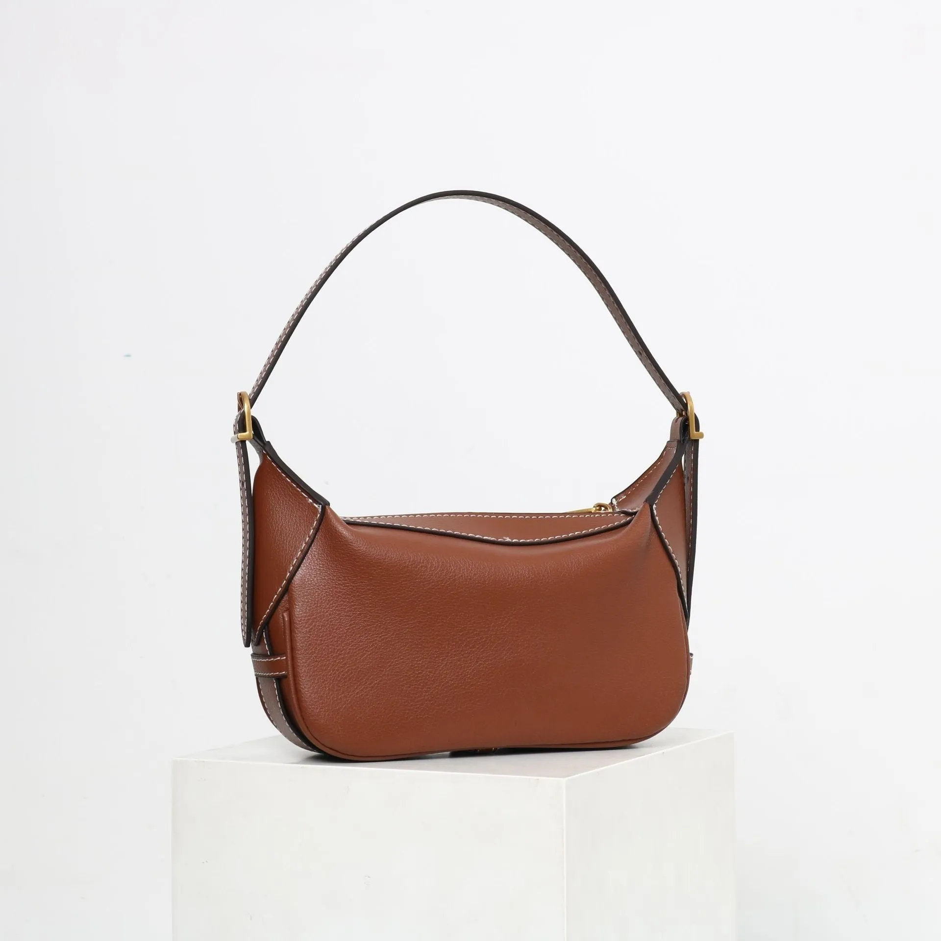 Womens Calfskin Leather Cross Body Underarm Bag