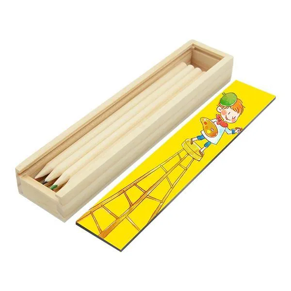 Wooden Pencil case with pencils - Small