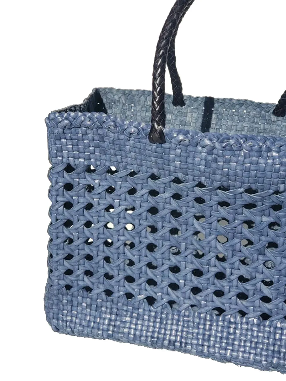 Woven Leather Medium Tote Bag Wicker