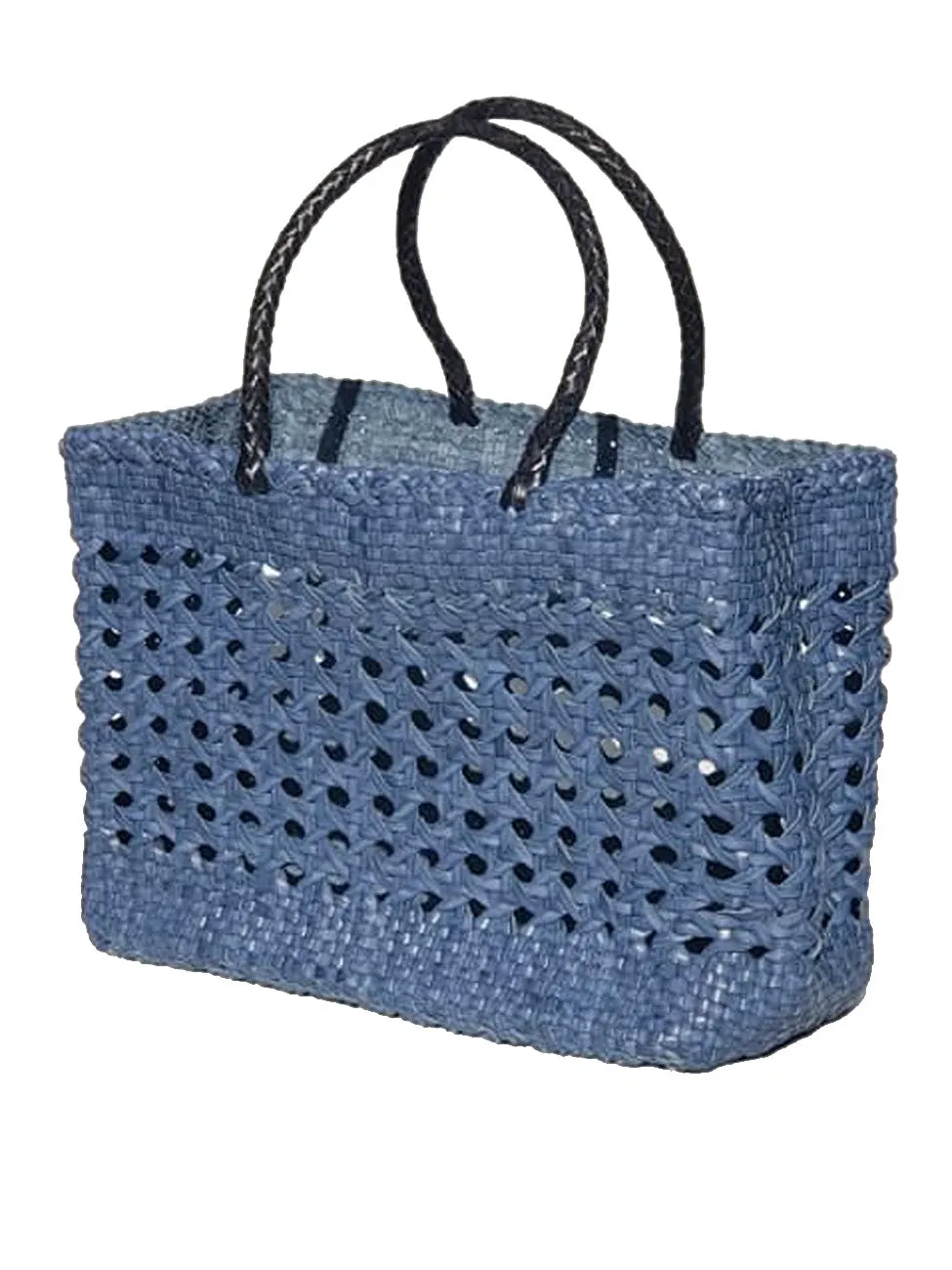 Woven Leather Medium Tote Bag Wicker