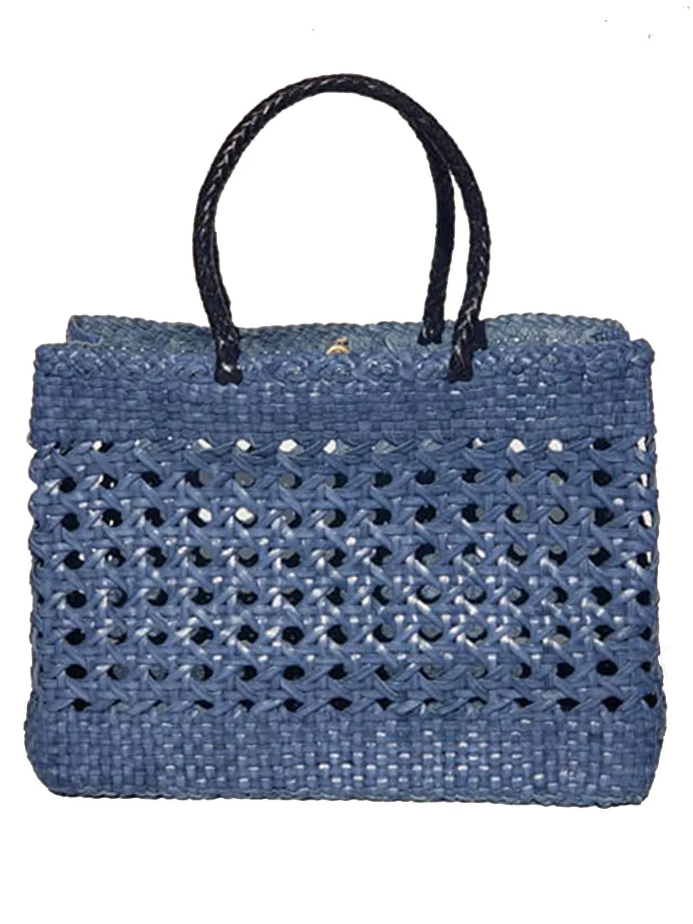 Woven Leather Medium Tote Bag Wicker