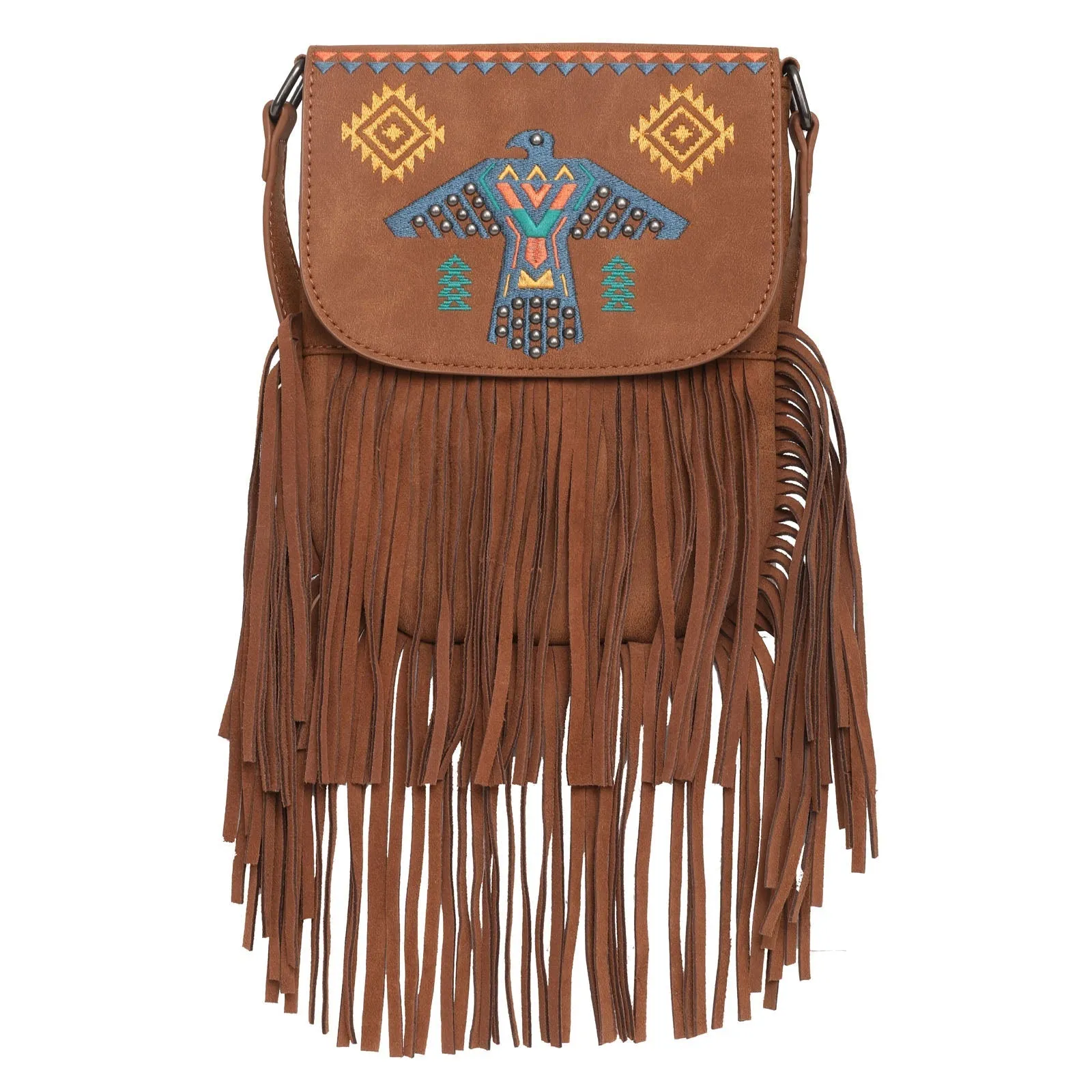 Wrangler Embroidered Thunderbird Aztec Fringe Crossbody