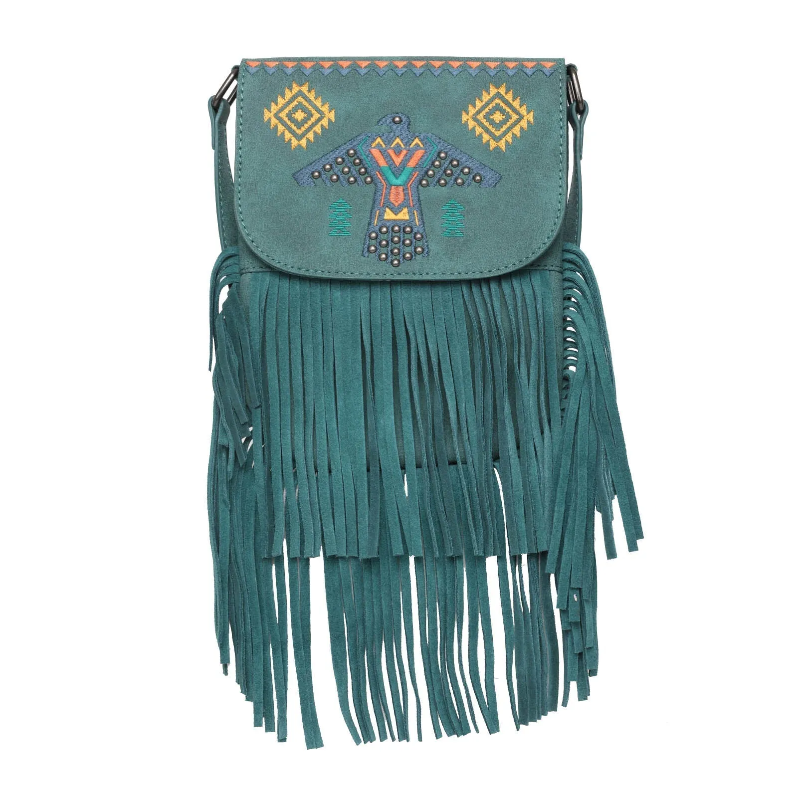 Wrangler Embroidered Thunderbird Aztec Fringe Crossbody