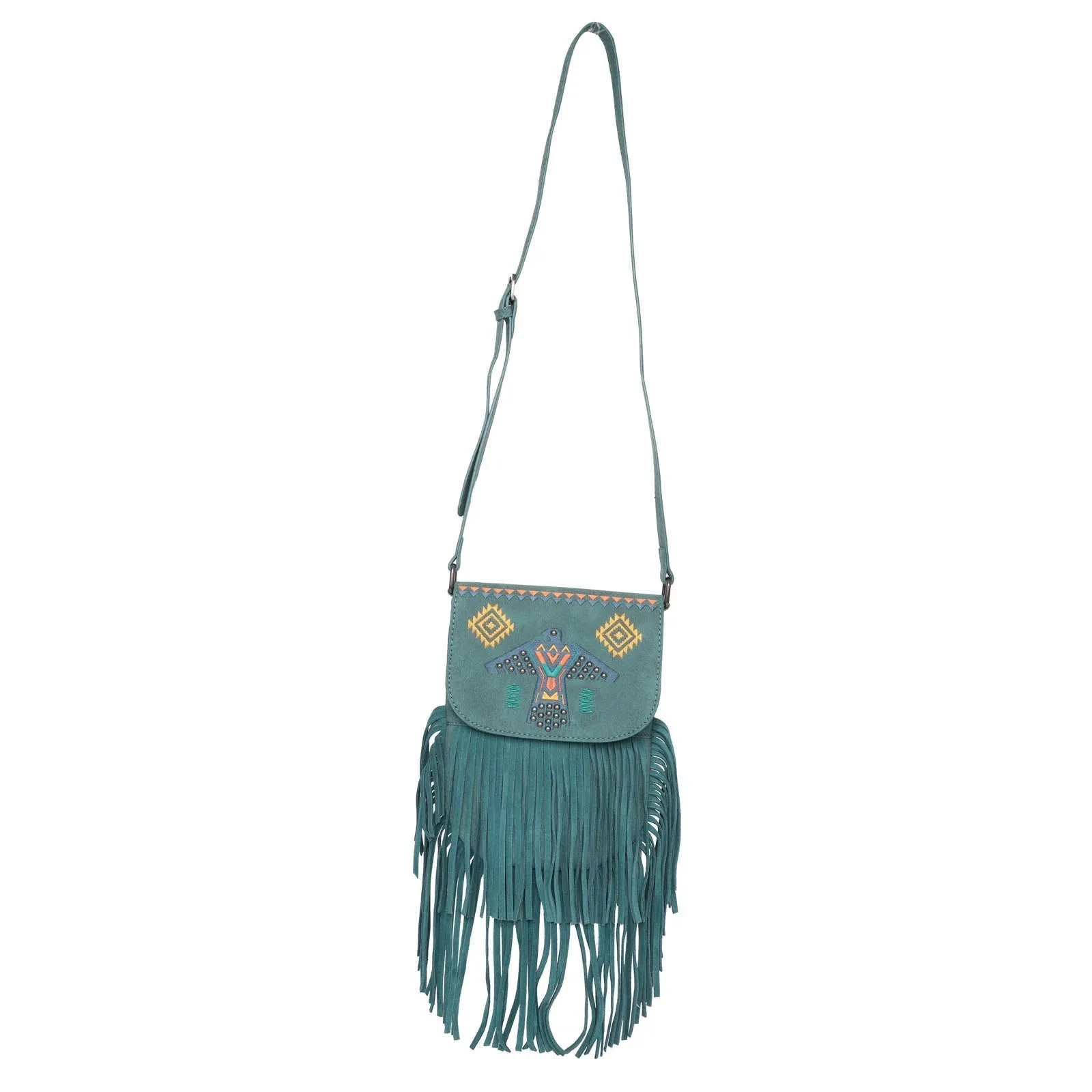 Wrangler Embroidered Thunderbird Aztec Fringe Crossbody