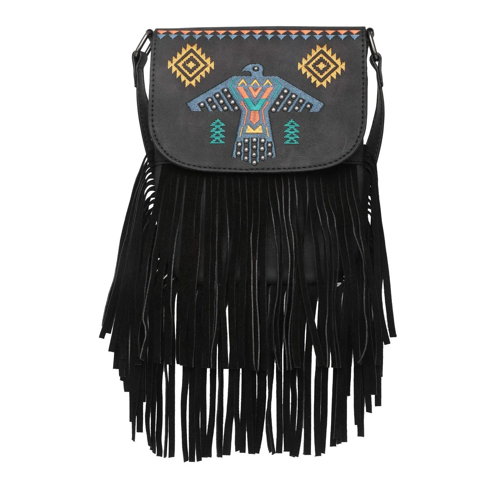 Wrangler Embroidered Thunderbird Aztec Fringe Crossbody