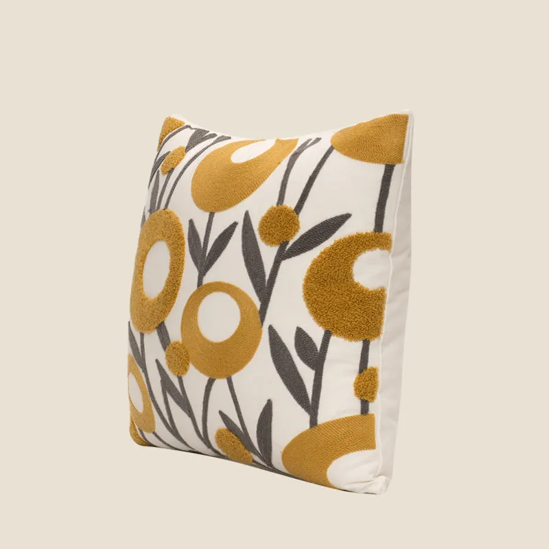 Yellow Flower Patterned Pillow