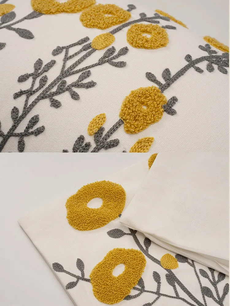 Yellow Flower Patterned Pillow