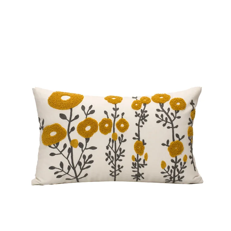 Yellow Flower Patterned Pillow